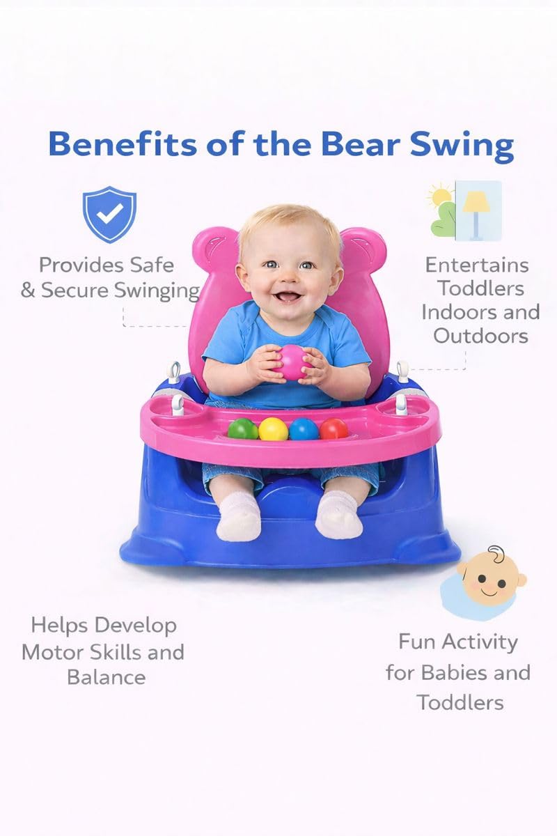 Braintastic 6-in-1 Baby Booster Seat Cum Feeding High Chair | Multipurpose Floor, Dining & Play Seat for Toddlers | Detachable Tray with Toy Balls | Pink & Blue