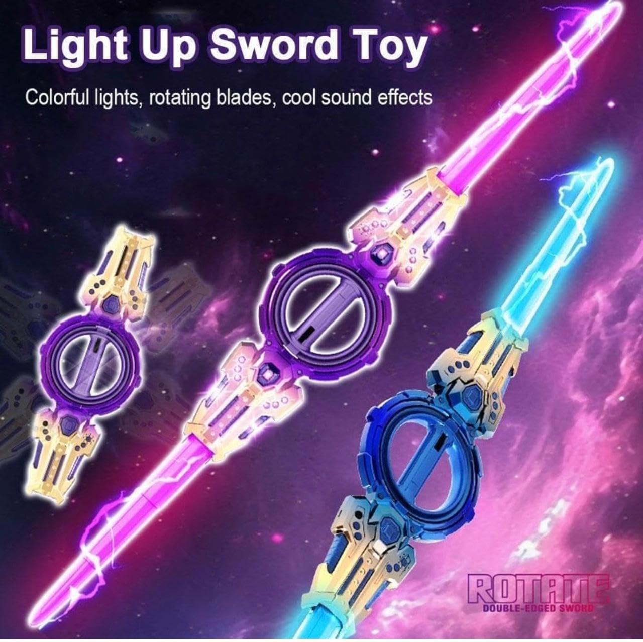 Braintastic Kids Spiral Round Sword Toy with LED Lights & Rotating Action | Light Up Magic Sword with Wrist Rotation Feature | Action Role Play Toy for Boys & Girls | Birthday Gift Toy for Kids Age 3+