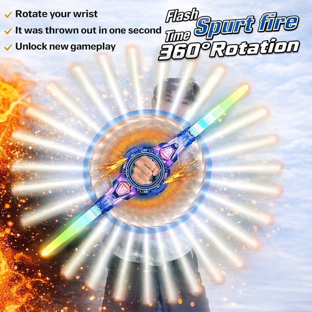 Braintastic Kids Spiral Round Sword Toy with LED Lights & Rotating Action | Light Up Magic Sword with Wrist Rotation Feature | Action Role Play Toy for Boys & Girls | Birthday Gift Toy for Kids Age 3+