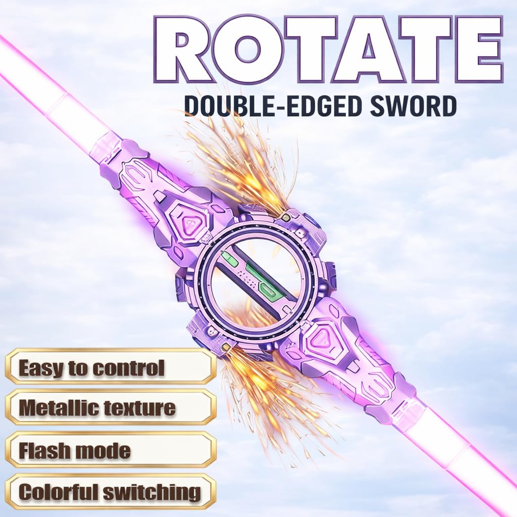 Braintastic Kids Spiral Round Sword Toy with LED Lights & Rotating Action | Light Up Magic Sword with Wrist Rotation Feature | Action Role Play Toy for Boys & Girls | Birthday Gift Toy for Kids Age 3+