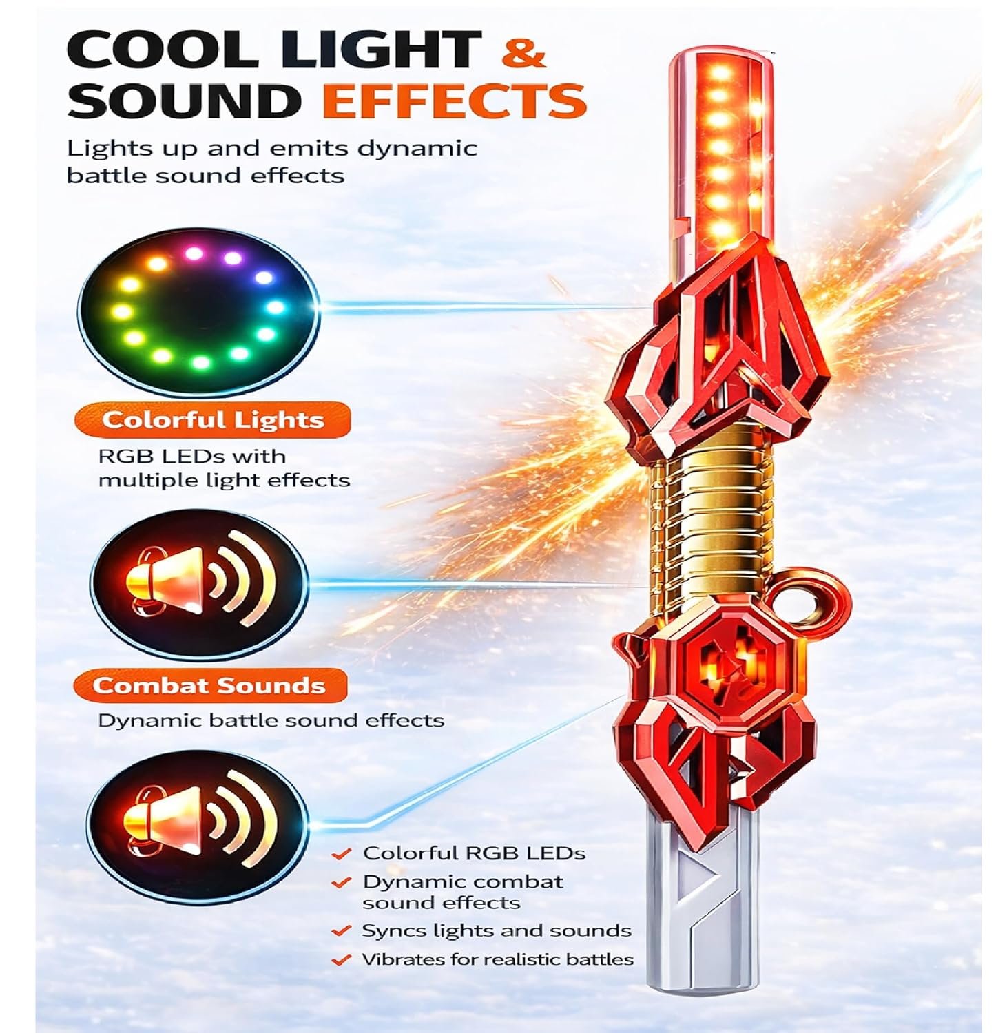 Braintastic Kids Laser Sword Toy with 14 Color Changing Lights & Sound Effects | Motion Sensor Induction Toy Sword | Role Play Action Toy for Boys & Girls | Large Size 61.5 cm | Gift for Kids Age 6+