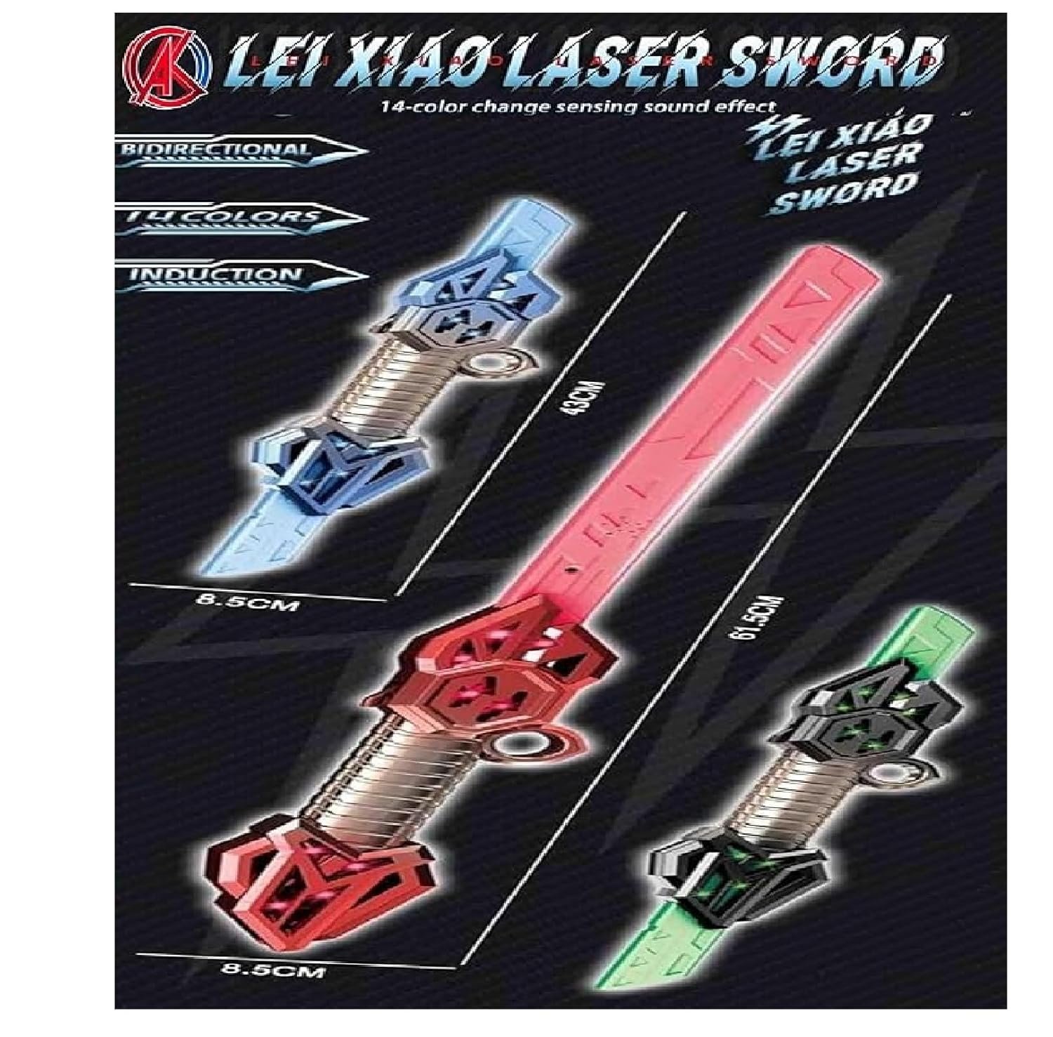 Braintastic Kids Laser Sword Toy with 14 Color Changing Lights & Sound Effects | Motion Sensor Induction Toy Sword | Role Play Action Toy for Boys & Girls | Large Size 61.5 cm | Gift for Kids Age 6+