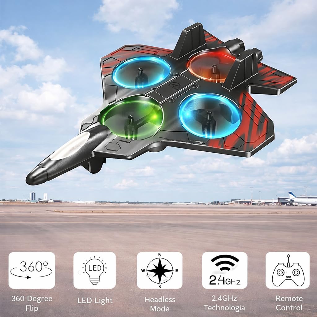 Braintastic Remote Control Airplane 4 Channel RC Aircraft | EPP Foam High Elasticity Plane with 360 Degree Flight LED Lights | Rechargeable RC Plane with Dual Batteries Gift for Kids