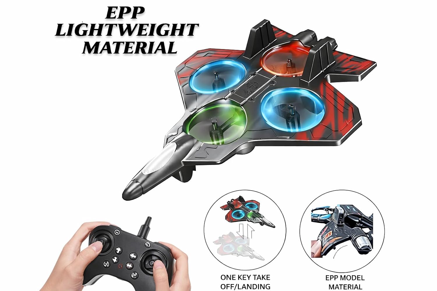 Braintastic Remote Control Airplane 4 Channel RC Aircraft | EPP Foam High Elasticity Plane with 360 Degree Flight LED Lights | Rechargeable RC Plane with Dual Batteries Gift for Kids
