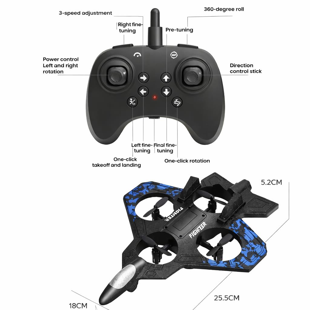 Braintastic Remote Control Airplane 4 Channel RC Aircraft | EPP Foam High Elasticity Plane with 360 Degree Flight LED Lights | Rechargeable RC Plane with Dual Batteries Gift for Kids