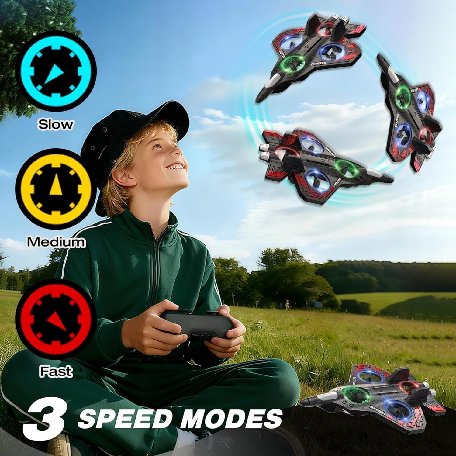 Braintastic Remote Control Airplane 4 Channel RC Aircraft | EPP Foam High Elasticity Plane with 360 Degree Flight LED Lights | Rechargeable RC Plane with Dual Batteries Gift for Kids