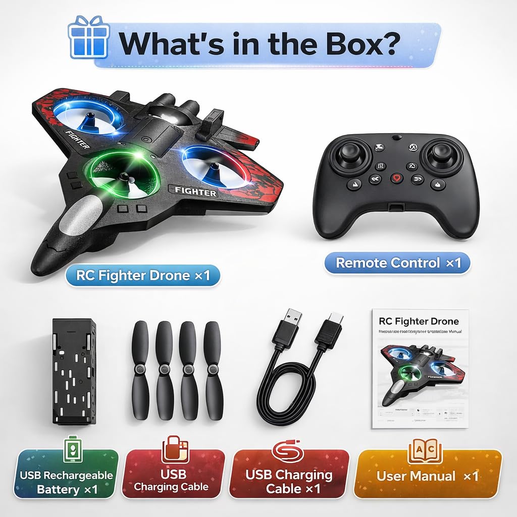 Braintastic Remote Control Airplane 4 Channel RC Aircraft | EPP Foam High Elasticity Plane with 360 Degree Flight LED Lights | Rechargeable RC Plane with Dual Batteries Gift for Kids