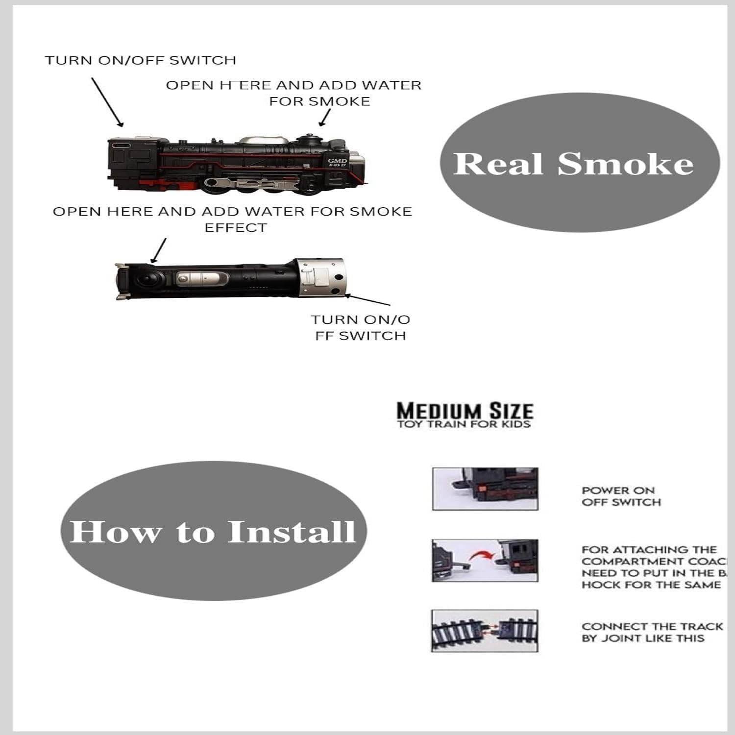 Braintastic Smoke Train Toy Set with Sound and Music (Rail Gaadi 21 pcs)
