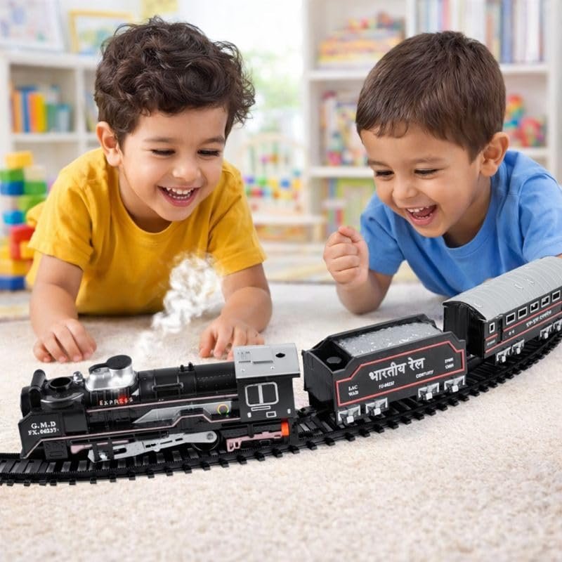 Braintastic Smoke Train Toy Set with Sound and Music (Rail Gaadi 21 pcs)