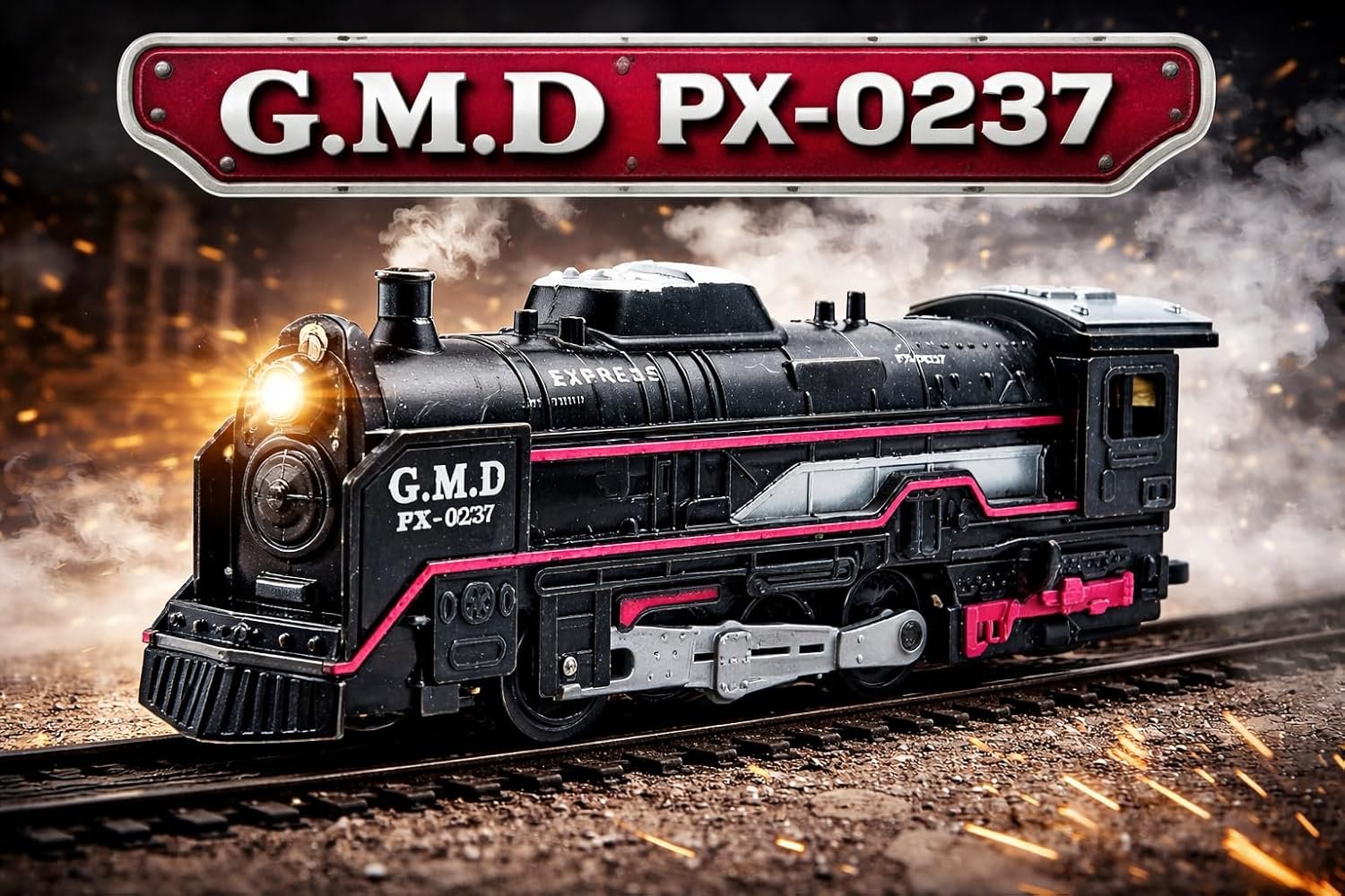 Braintastic Battery Operated Toy Train Set with Engine, 1 Locomotive,14 Sets of Tracks,1 Boxer and1 Passenger Car Railway-19 Pcs, Medium Size with Headlight