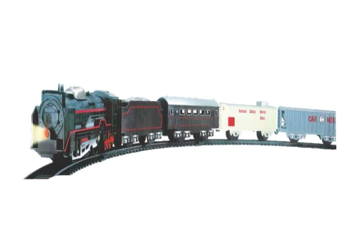 Braintastic Battery Operated Toy Train Set with Engine, 1 Locomotive,14 Sets of Tracks,1 Boxer and1 Passenger Car Railway-19 Pcs, Medium Size with Headlight