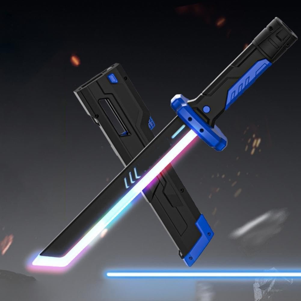 Braintastic LED Light Up Toy Sword with Scabbard, RGB Colour Changing Glowing Blade, Sparking Effect on Draw, USB Type-C Rechargeable, for Kids