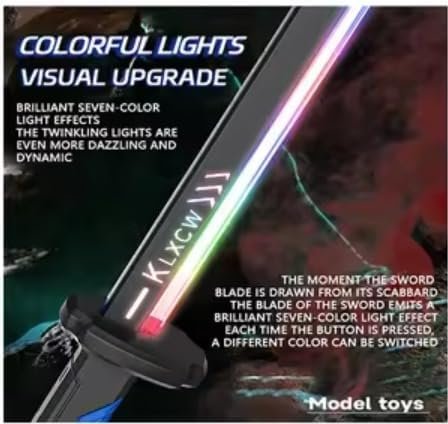 Braintastic LED Light Up Toy Sword with Scabbard, RGB Colour Changing Glowing Blade, Sparking Effect on Draw, USB Type-C Rechargeable, for Kids