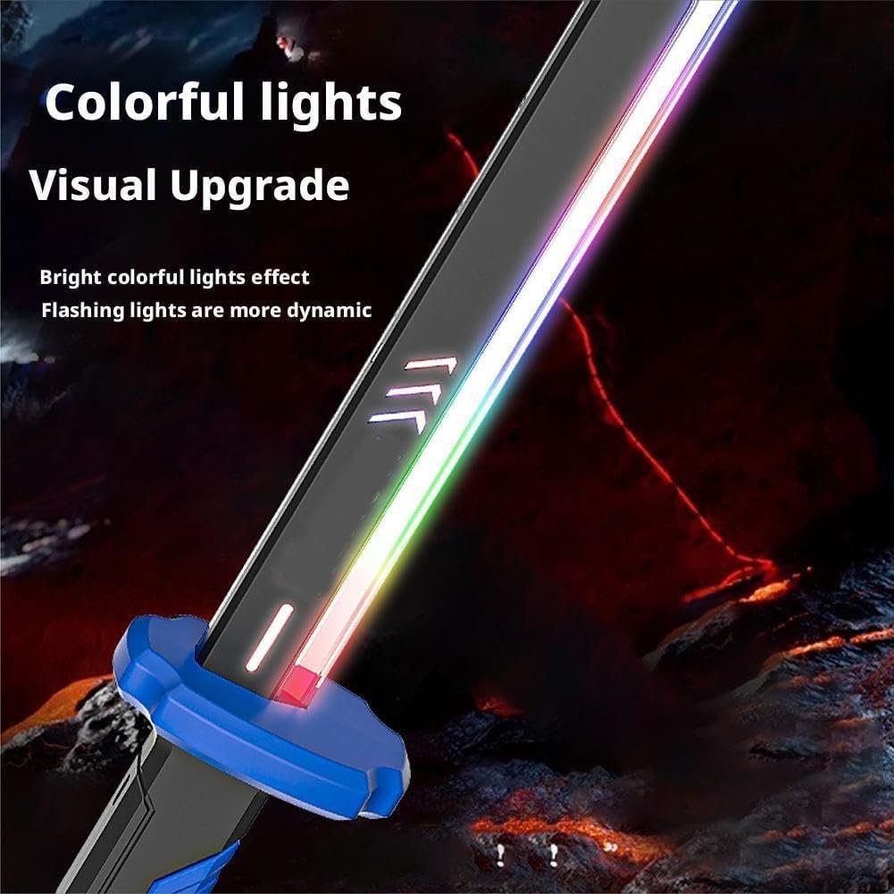 Braintastic LED Light Up Toy Sword with Scabbard, RGB Colour Changing Glowing Blade, Sparking Effect on Draw, USB Type-C Rechargeable, for Kids