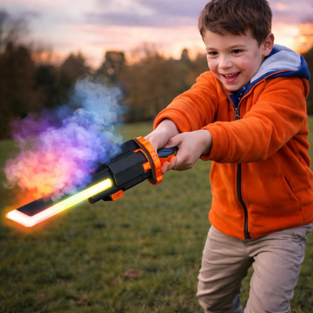 Braintastic Kids LED Light Saber Sword Toy with Sound | Glowing Action Toy Stick | Battery Operated Toy for Boys & Girls (Sword Red with Sound & Smoke)