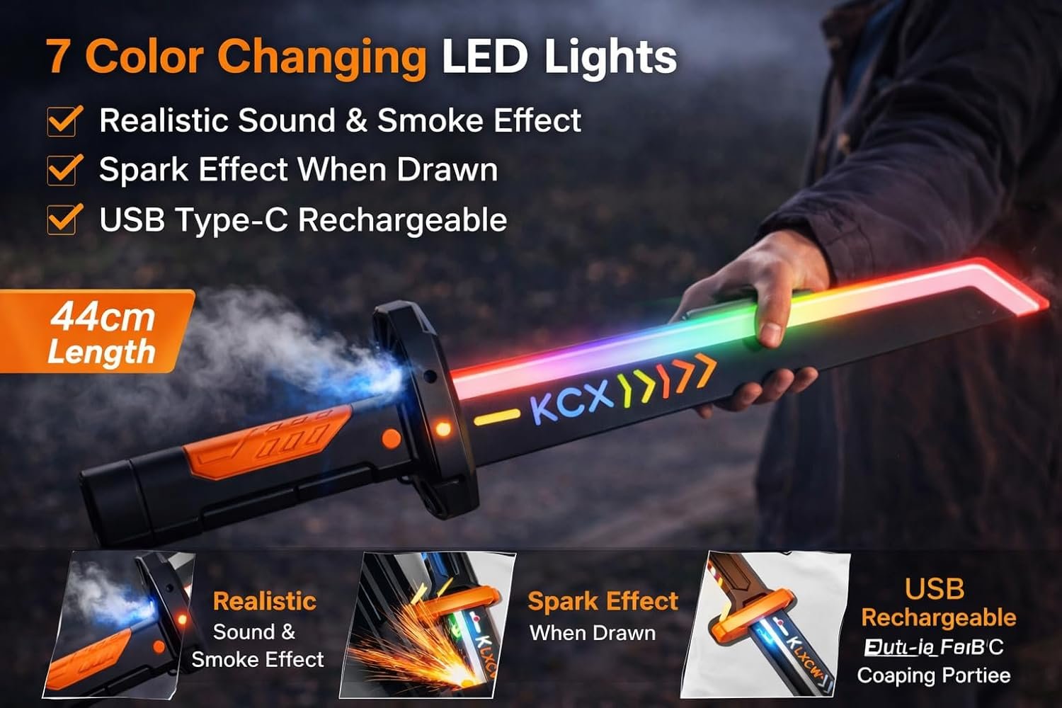 Braintastic Kids LED Light Saber Sword Toy with Sound | Glowing Action Toy Stick | Battery Operated Toy for Boys & Girls (Sword Red with Sound & Smoke)