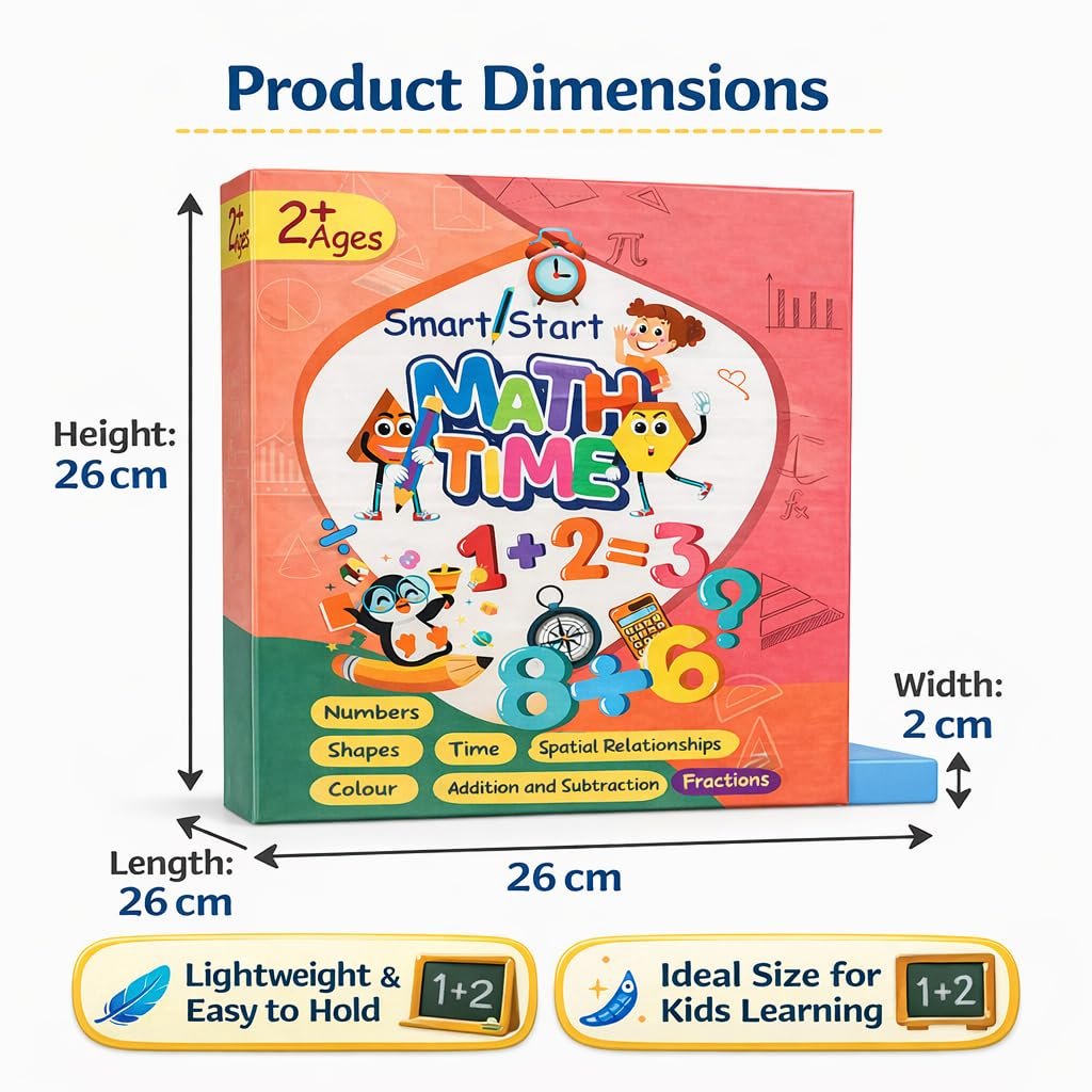 Braintastic Math Time Interactive Sound Book for Kids | Educational Learning Book with Sound Buttons | Numbers, Shapes, Time, Addition & Subtraction Learning Toy for Toddlers & Preschool Children