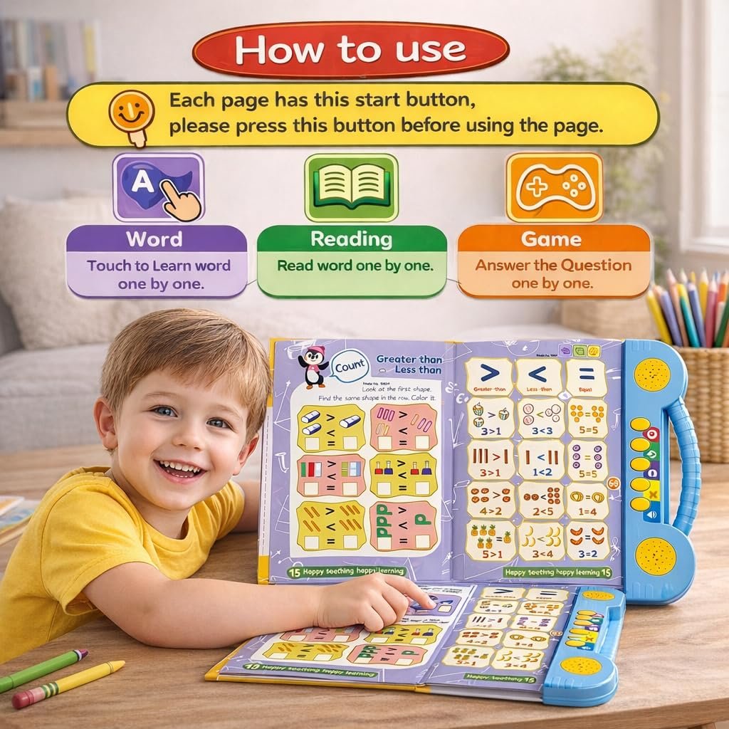 Braintastic Math Time Interactive Sound Book for Kids | Educational Learning Book with Sound Buttons | Numbers, Shapes, Time, Addition & Subtraction Learning Toy for Toddlers & Preschool Children