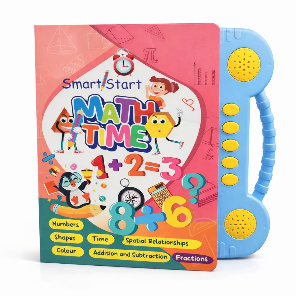 Braintastic Math Time Interactive Sound Book for Kids | Educational Learning Book with Sound Buttons | Numbers, Shapes, Time, Addition & Subtraction Learning Toy for Toddlers & Preschool Children