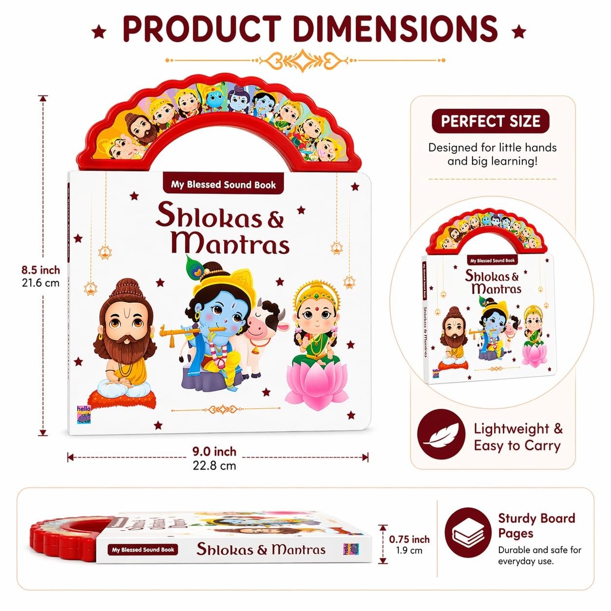 Braintastic Kids Shlokas & Mantras Sound Book with Audio, Hindu Devotional Learning Book for Children, Interactive Musical Book for Early Learning(My Blessed Sound Book)