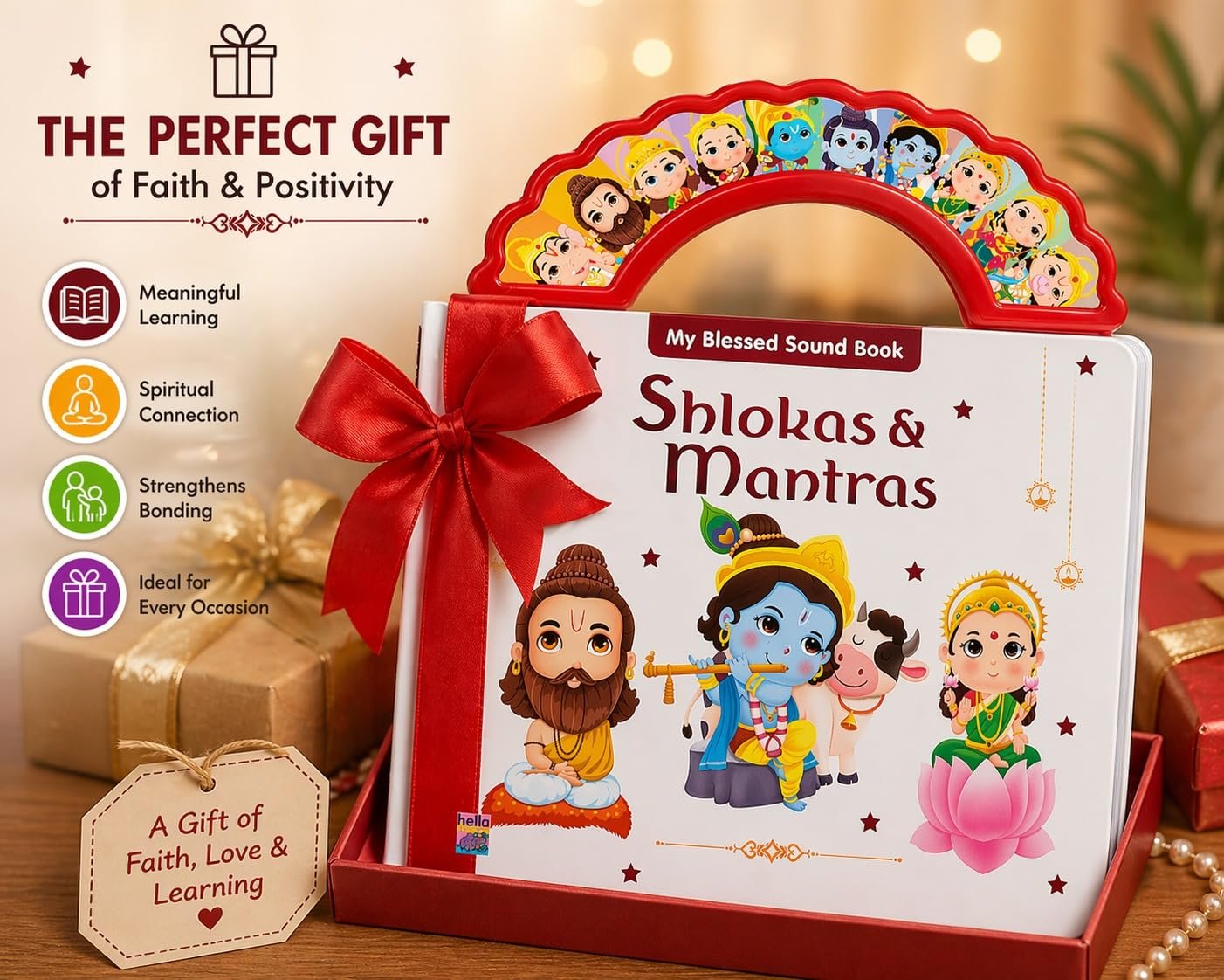 Braintastic Kids Shlokas & Mantras Sound Book with Audio, Hindu Devotional Learning Book for Children, Interactive Musical Book for Early Learning(My Blessed Sound Book)