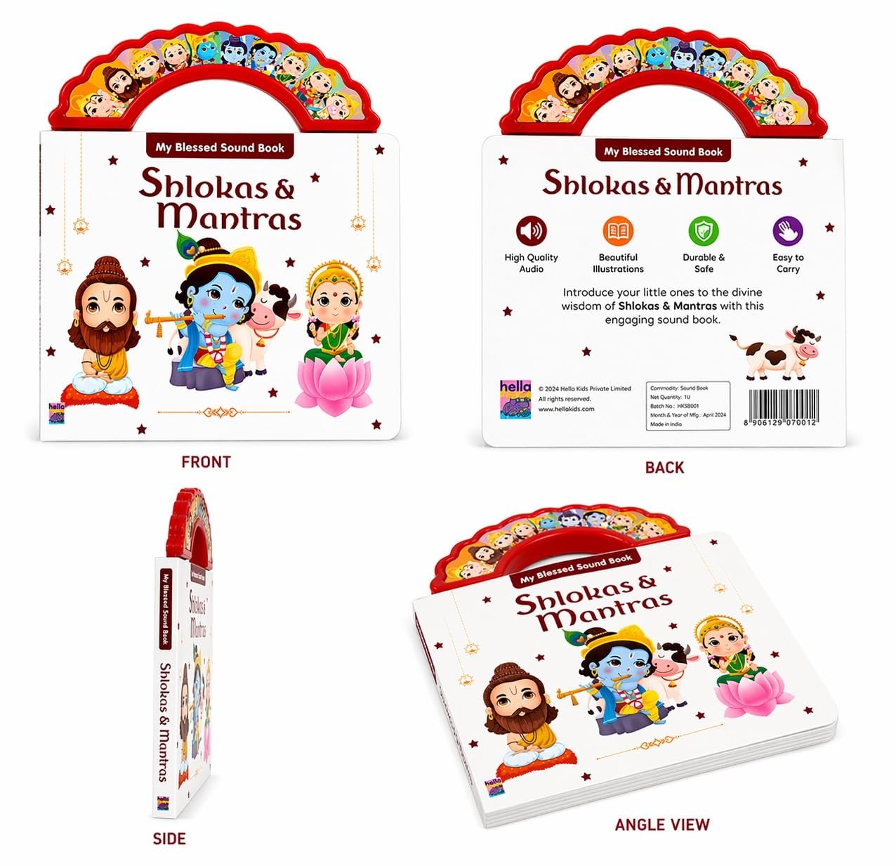 Braintastic Kids Shlokas & Mantras Sound Book with Audio, Hindu Devotional Learning Book for Children, Interactive Musical Book for Early Learning(My Blessed Sound Book)