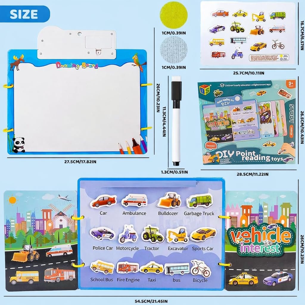 Braintastic DIY Point Reading Toys Vehicle Book for Kids 3+ Years | Interactive Early Learning Educational Book with Vehicle Names & Sound Reading | Preschool Learning Toy for Boys & Girls