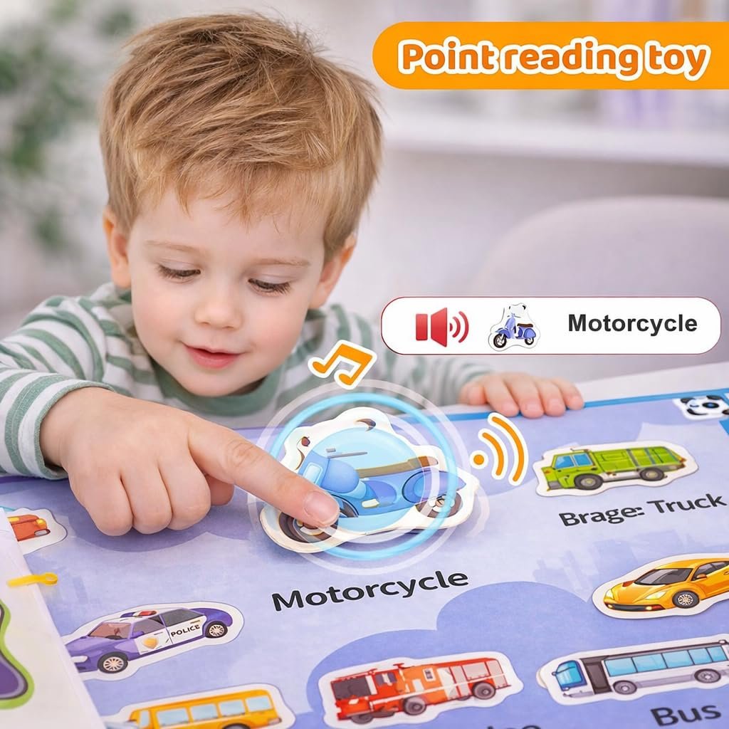 Braintastic DIY Point Reading Toys Vehicle Book for Kids 3+ Years | Interactive Early Learning Educational Book with Vehicle Names & Sound Reading | Preschool Learning Toy for Boys & Girls