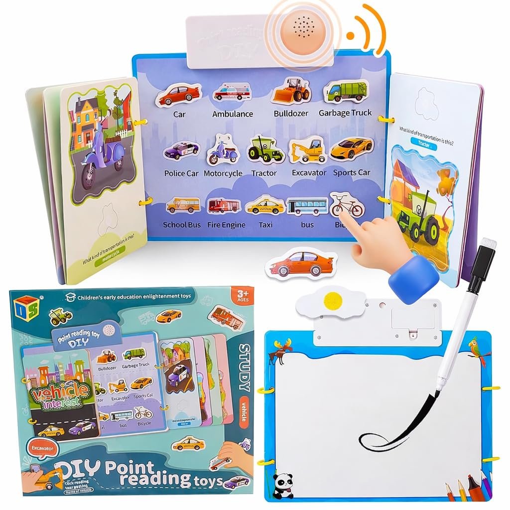 Braintastic DIY Point Reading Toys Vehicle Book for Kids 3+ Years | Interactive Early Learning Educational Book with Vehicle Names & Sound Reading | Preschool Learning Toy for Boys & Girls