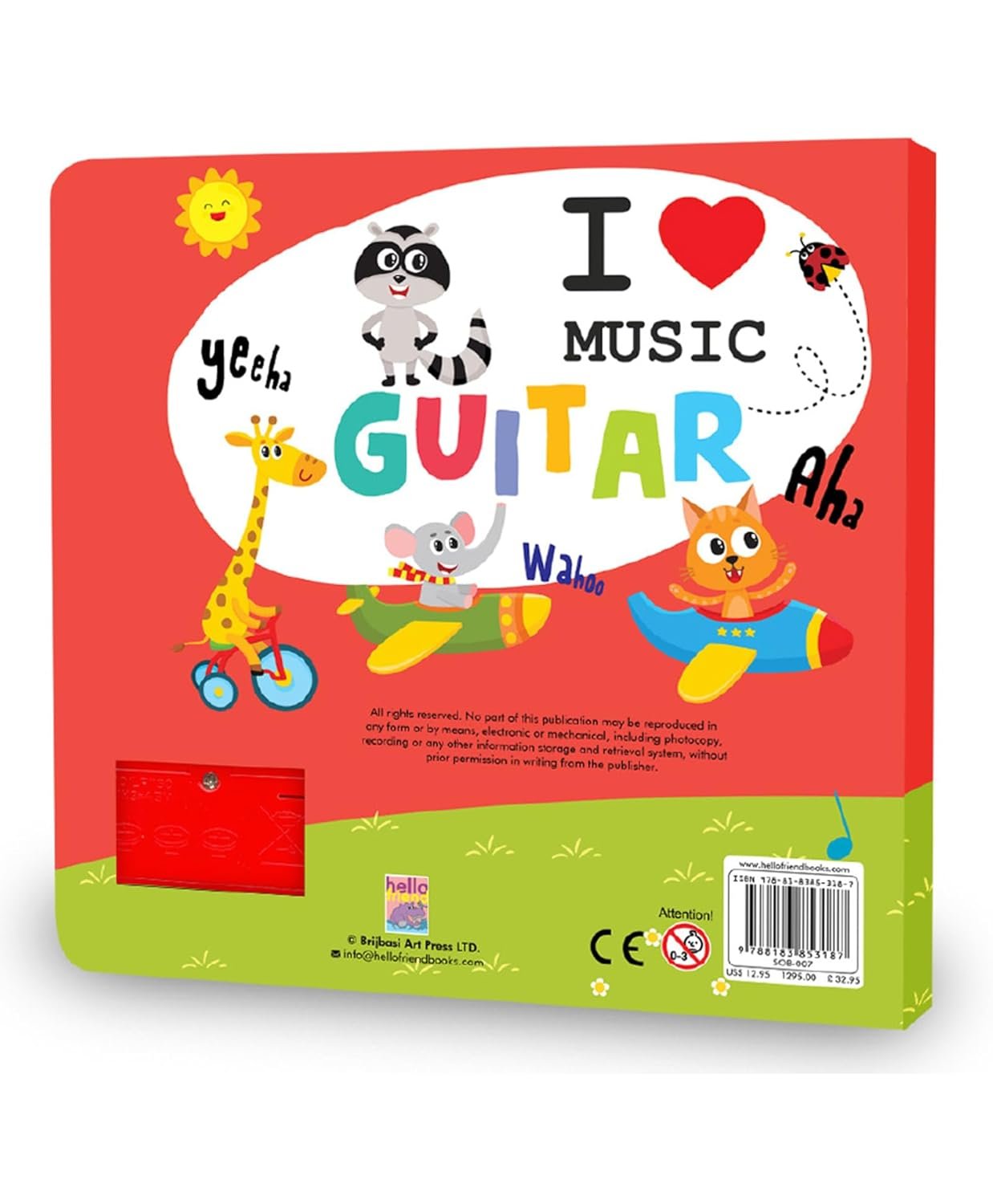 Braintastic I Love Music Guitar Sound Book for Kids – Interactive Musical Learning Toy with Guitar Buttons | Educational Sound Book for Toddlers & Preschool Children
