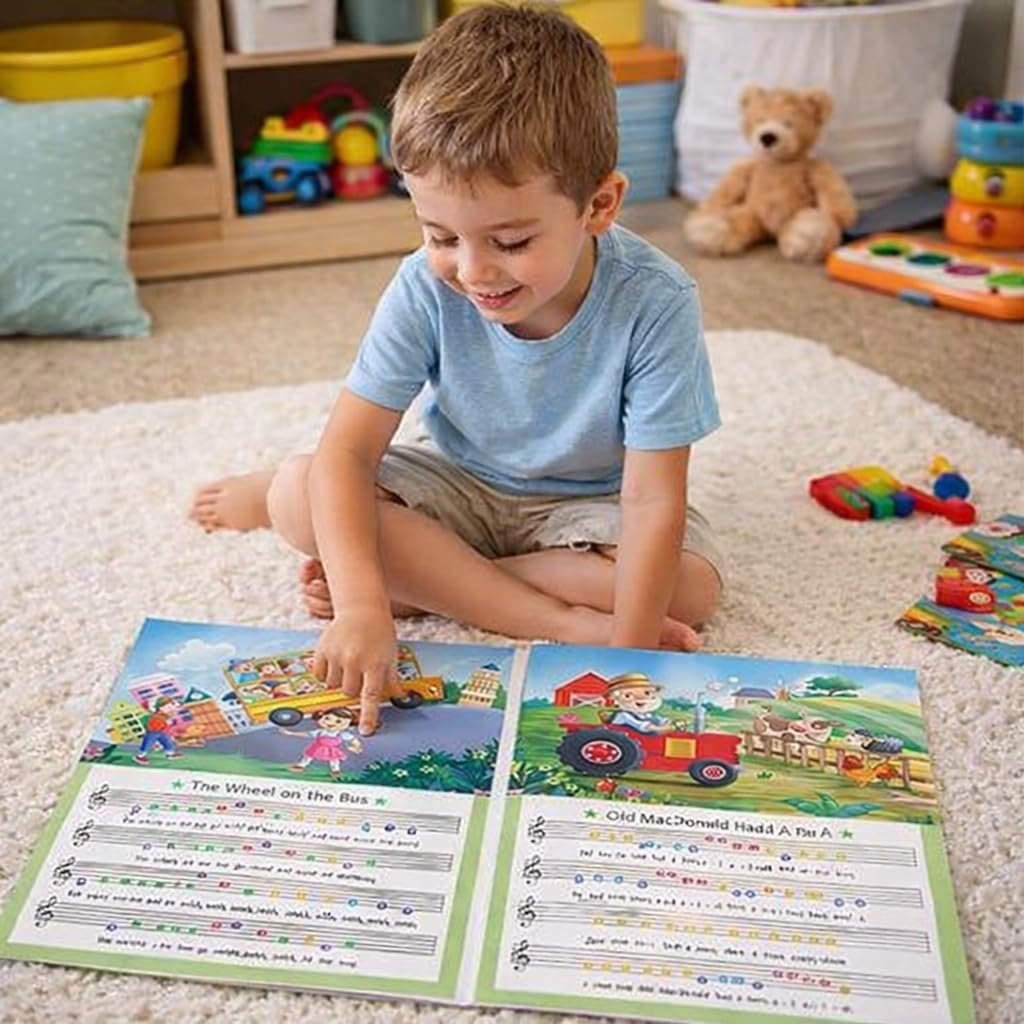 Braintastic Sing-Along Nursery Rhymes Piano Book for Kids – Musical Sound Book with Keyboard | 5 Play & Sing Easy Rhymes | Interactive Educational Toy for Toddlers & Preschool Children-Sky Blue