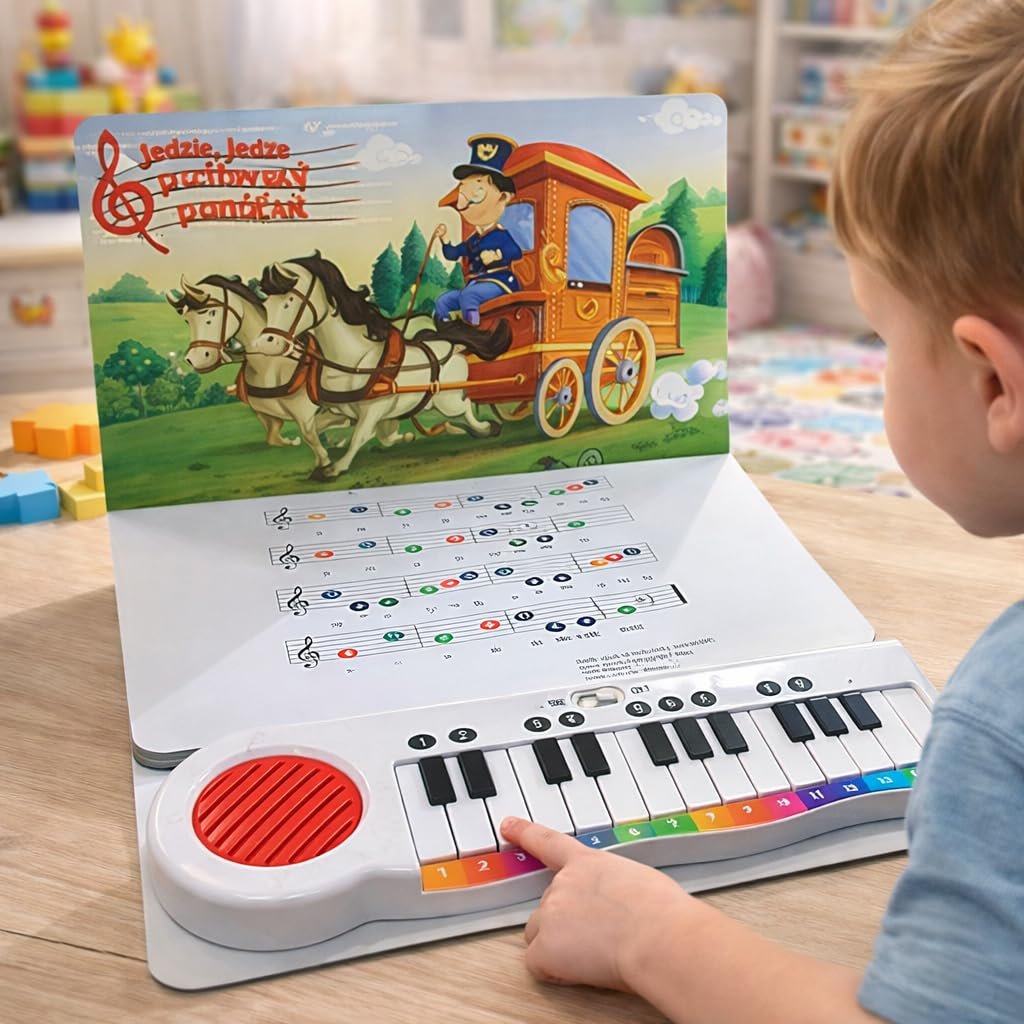 Braintastic Sing-Along Nursery Rhymes Piano Book for Kids – Musical Sound Book with Keyboard | 5 Play & Sing Easy Rhymes | Interactive Educational Toy for Toddlers & Preschool Children-Dark Blue