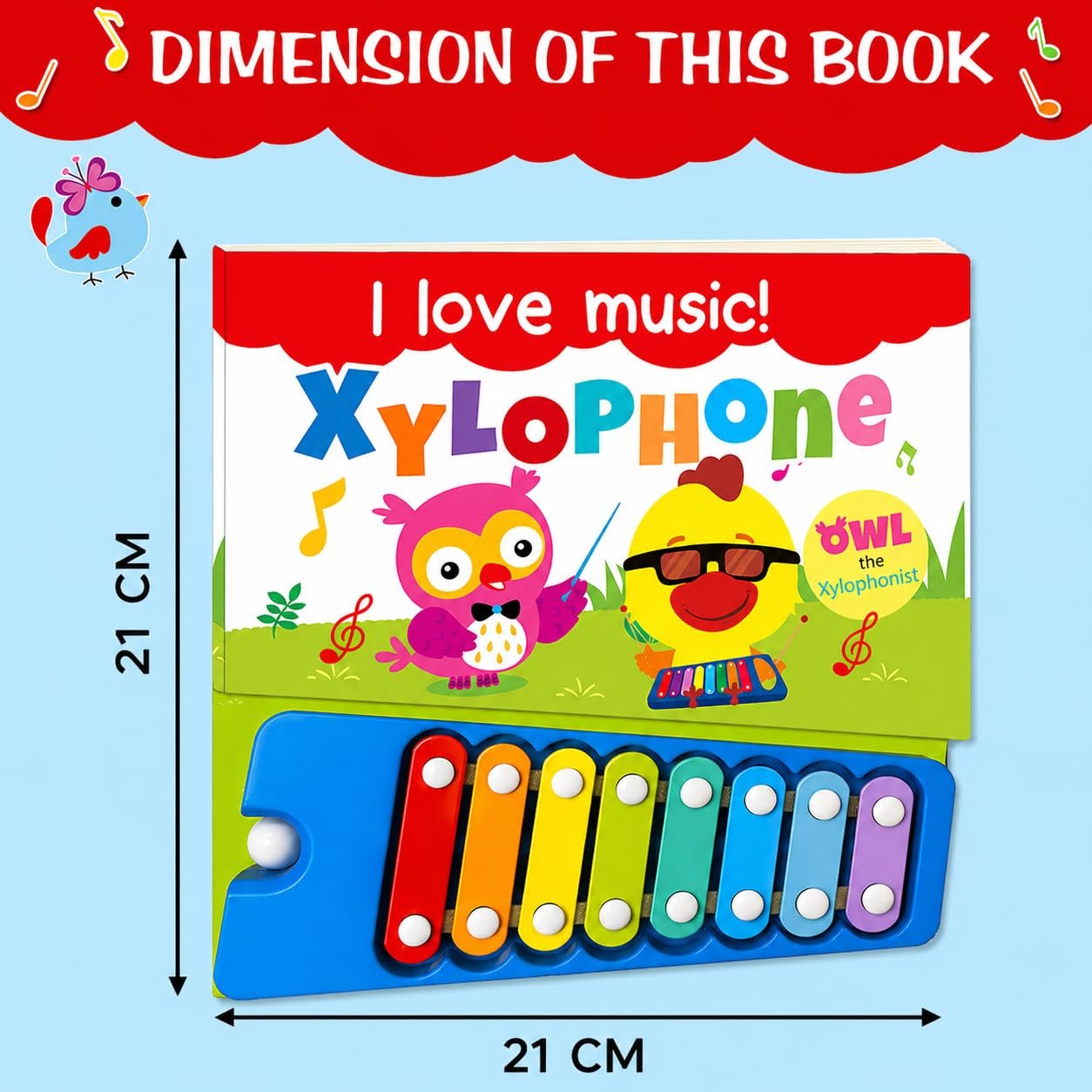 Braintastic I Love Music Xylophone Sound Book for Kids – Musical Learning Toy with Colorful Xylophone Keys | Interactive Educational Music Book for Toddlers & Preschool Children