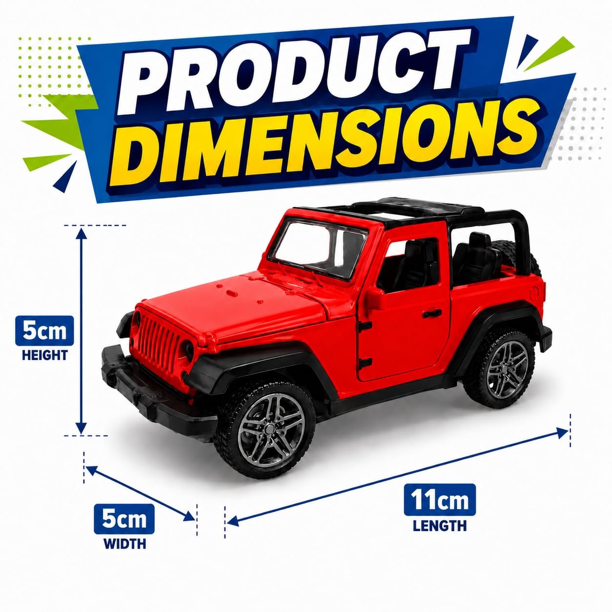 Braintastic Model Diecast Car Toy Vehicle Pull Back Friction with Openable Doors Light & Music Toys for Kids Age 3+ Years (Thar Jeep Small Red)