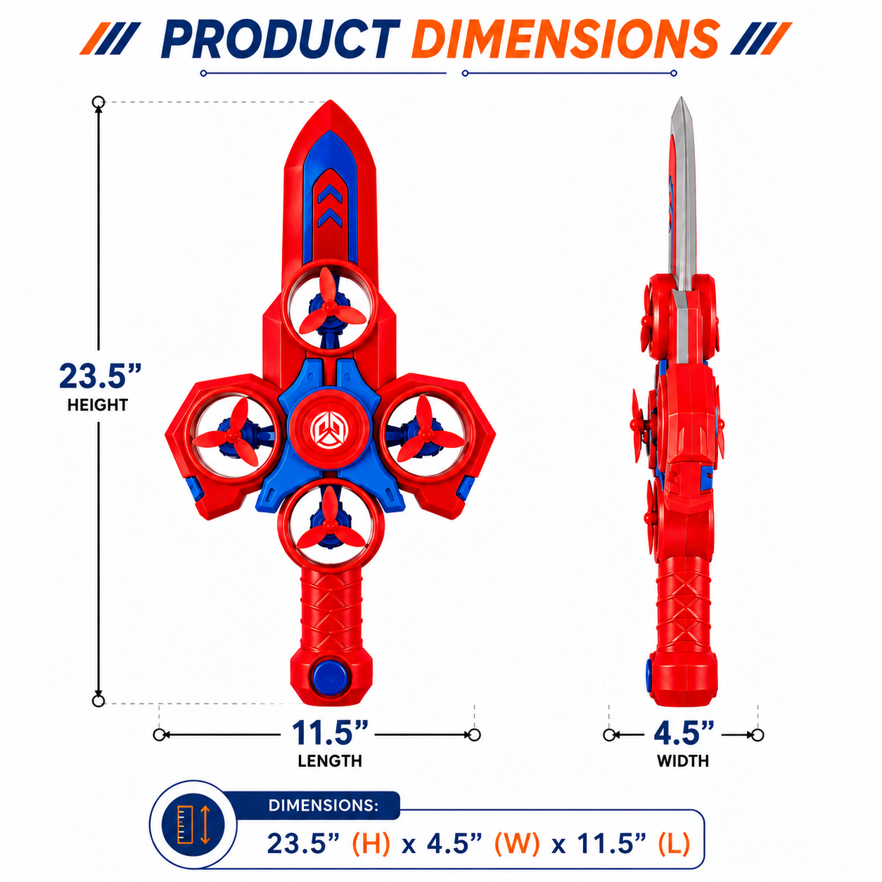 Braintastic 2-in-1 Inertia Spin Sword Toy for Kids 3+ Years | Friction Powered Spinning Propeller Sword | Roll, Spin & Battle Action Toy | Gift for Boys & Girls