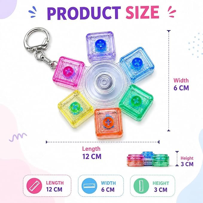 Braintastic Colorful Clicker Toy with LED Light & Keyboard Keychain | Portable Sensory Button Pad for Stress Relief, Focus & Relaxation (Star)