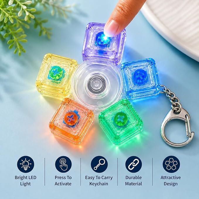 Braintastic Colorful Clicker Toy with LED Light & Keyboard Keychain | Portable Sensory Button Pad for Stress Relief, Focus & Relaxation (Star)