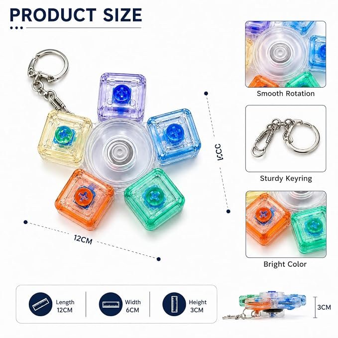 Braintastic Colorful Clicker Toy with LED Light & Keyboard Keychain | Portable Sensory Button Pad for Stress Relief, Focus & Relaxation (Star)
