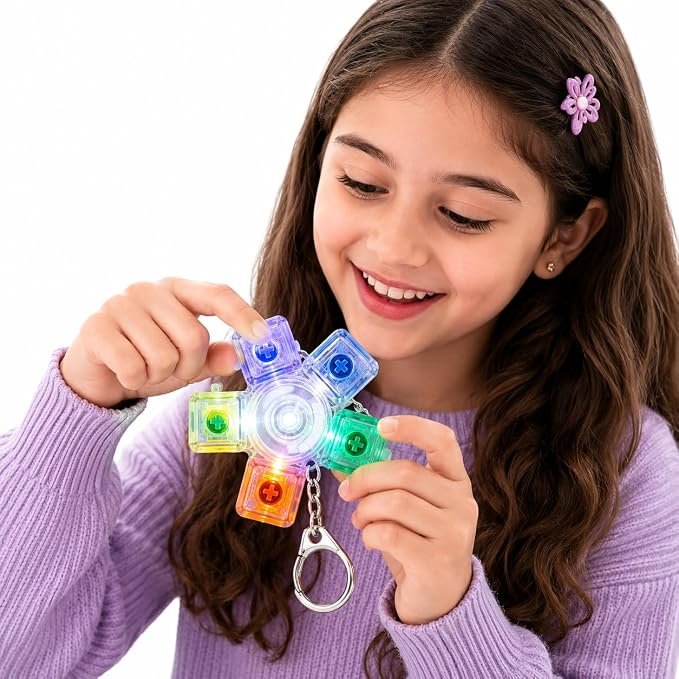 Braintastic Colorful Clicker Toy with LED Light & Keyboard Keychain | Portable Sensory Button Pad for Stress Relief, Focus & Relaxation (Star)
