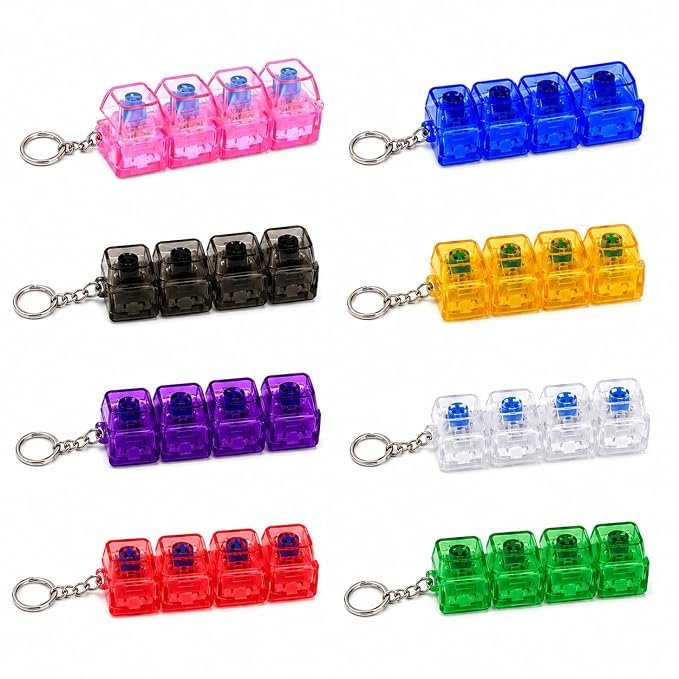Braintastic Colorful Clicker Toy with LED Light & Keyboard Keychain | Portable Sensory Button Pad for Stress Relief, Focus & Relaxation (Rectangular)