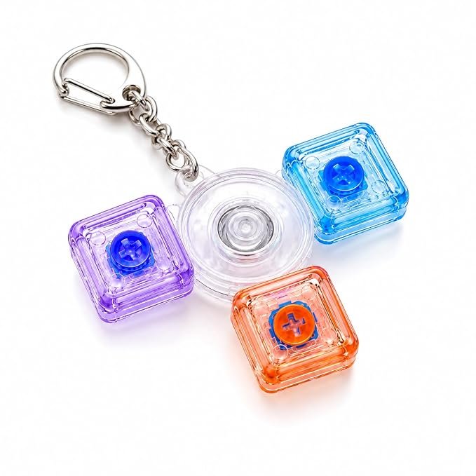 Braintastic Colorful Clicker Toy with LED Light & Keyboard Keychain | Portable Sensory Button Pad for Stress Relief, Focus & Relaxation (Triangular)
