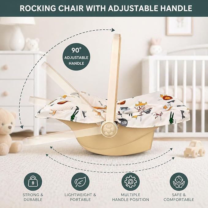 Braintastic Baby Rocker Chair for Newborn, Portable Infant Bouncer Seat with Soft Printed Cushion, Comfortable Baby Resting & Relaxing Chair for Boys & Girls