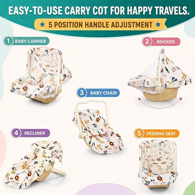 Braintastic Baby Rocker Chair for Newborn, Portable Infant Bouncer Seat with Soft Printed Cushion, Comfortable Baby Resting & Relaxing Chair for Boys & Girls