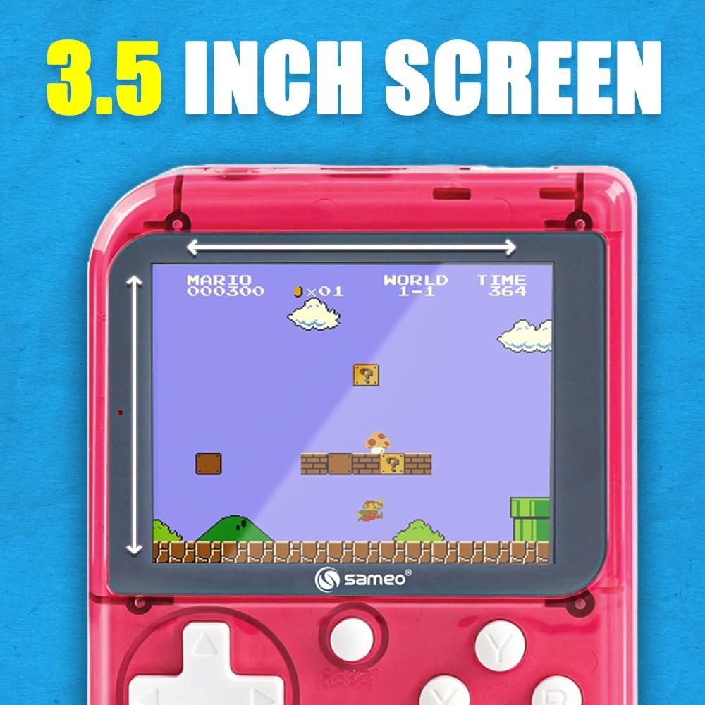 Sameo Handheld Video Game Console, Dreamboy Retro Mini Game with 500 Classic Retro Game TV Compatible for Kids, Rechargeable 8 Bit Classic (Ice Red)