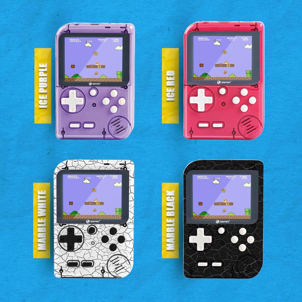 Sameo Handheld Video Game Console, Dreamboy Retro Mini Game with 500 Classic Retro Game TV Compatible for Kids, Rechargeable 8 Bit Classic (Ice Red)