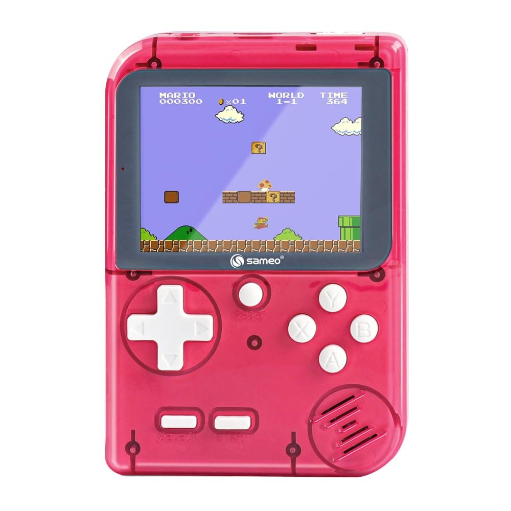 Sameo Handheld Video Game Console, Dreamboy Retro Mini Game with 500 Classic Retro Game TV Compatible for Kids, Rechargeable 8 Bit Classic (Ice Red)