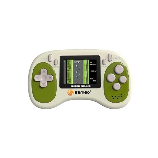 Sameo Super Genius Handheld Gaming Console | 500+ Built-in Classic Retro 8-Bit Games | 2.4" LCD Color Display | 600mAh Rechargeable Battery | Portable Gaming Device for Kids & Adults - Matcha Cream