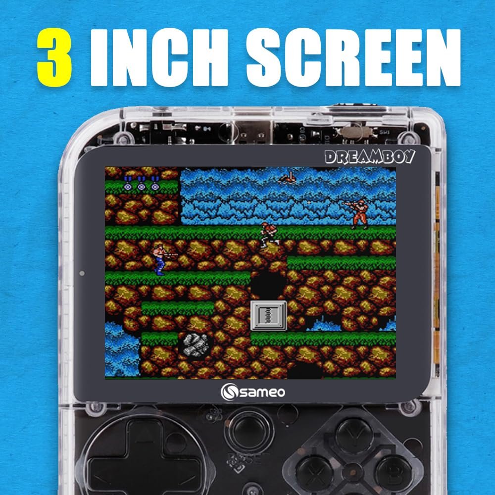 Sameo Handheld Video Game Console, Dreamboy Retro Mini Game with 500 Classic Retro Game TV Compatible for Kids, Rechargeable 8 Bit Classic (Ice Crystal)