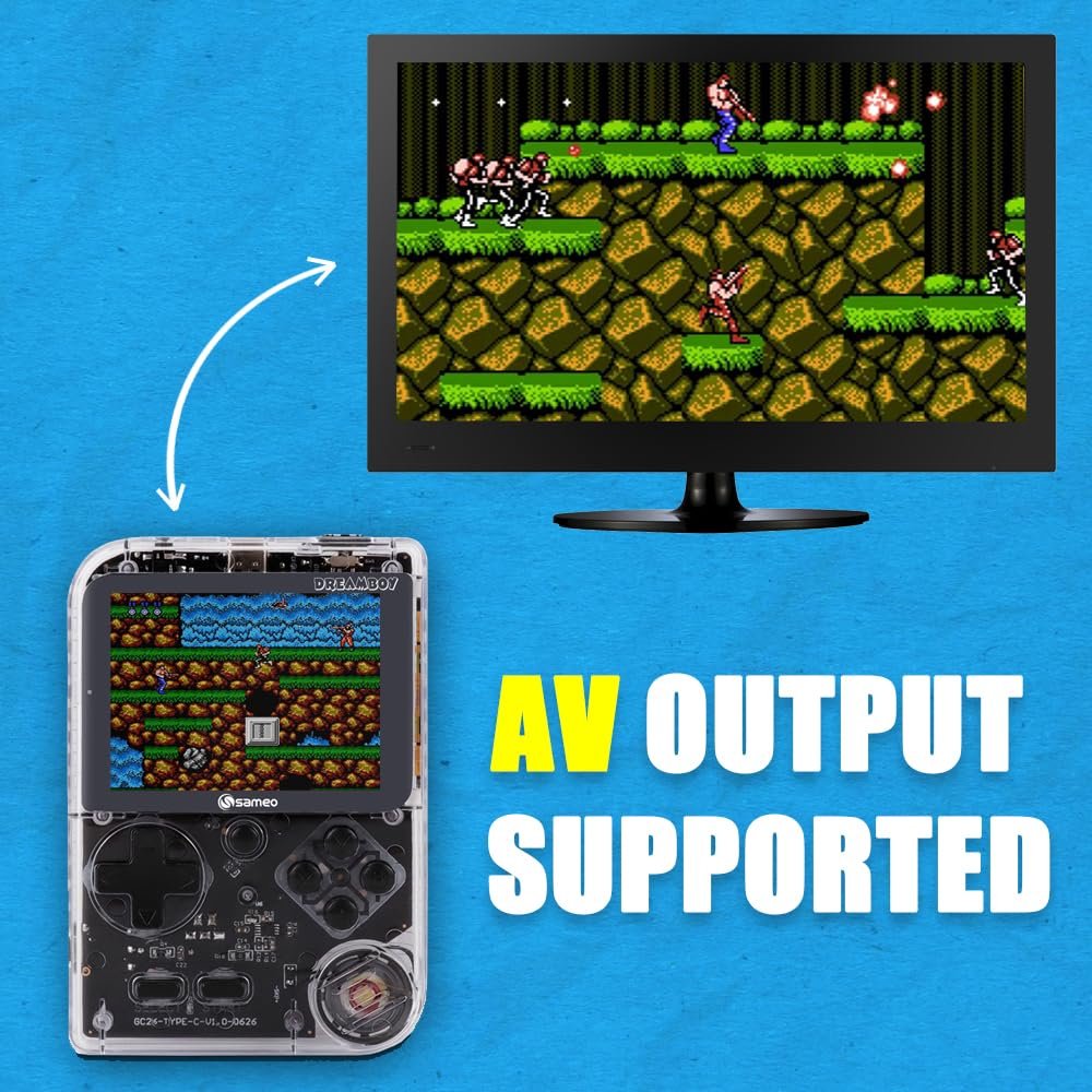 Sameo Handheld Video Game Console, Dreamboy Retro Mini Game with 500 Classic Retro Game TV Compatible for Kids, Rechargeable 8 Bit Classic (Ice Crystal)