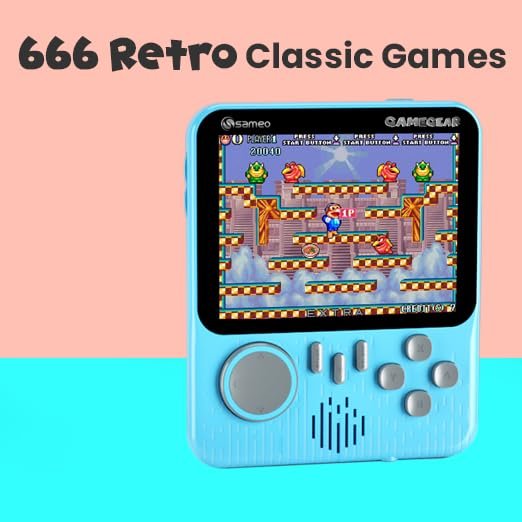 Sameo Gamegear Handheld Video Game Console, Retro Mini Game with 666 Classic Retro Game TV Compatible for Kids, Rechargeable 8 Bit Classic (Candy Pink)